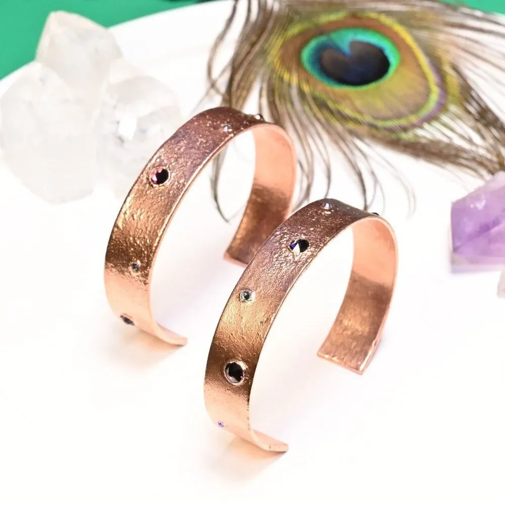 Purple Swarovski Crystal Copper Cuff Bracelet